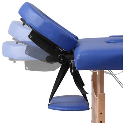 vidaXL Table pliable de massage Bleu 3 zones avec cadre en bois
