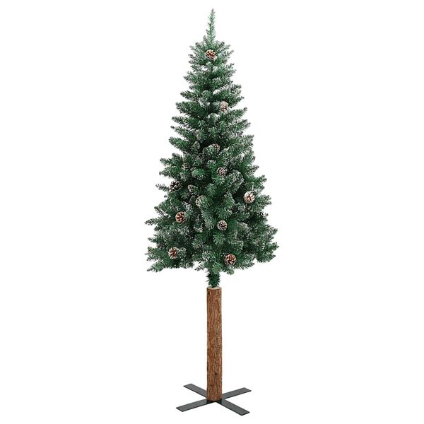 vidaXL Sapin de Noël mince bois véritable et neige blanche vert 180 cm