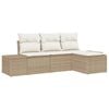 vidaXL Ensemble de canap&eacute; de jardin 4 pc Beige et cr&egrave;me polyrotin