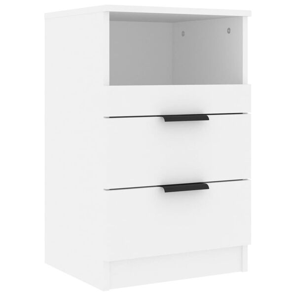 vidaXL Tables de chevet 2 pcs Blanc Bois d'ing&eacute;nierie