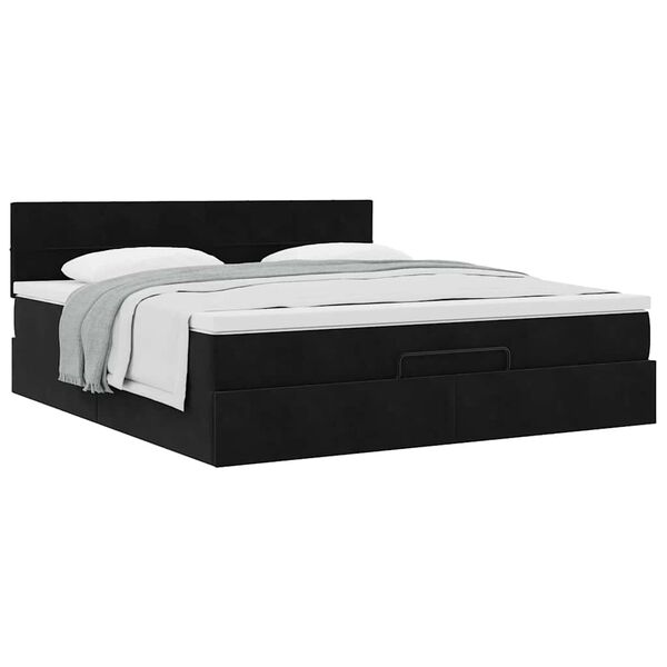 VidaXL Cadre de lit ottoman avec matelas noir 180x200 cm velours