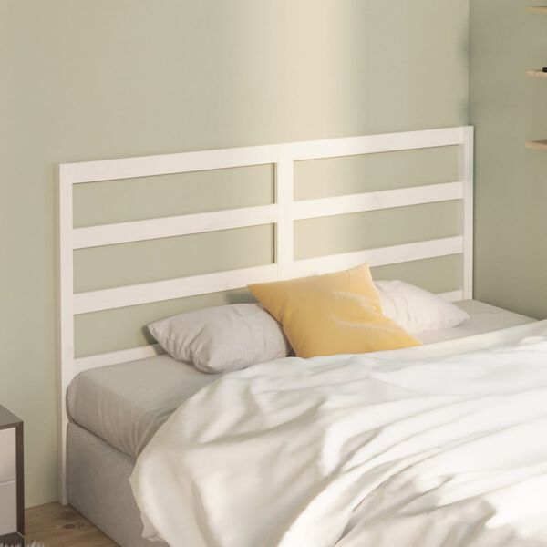 vidaXL T&ecirc;te de lit Blanc 146x4x100 cm Bois massif de pin
