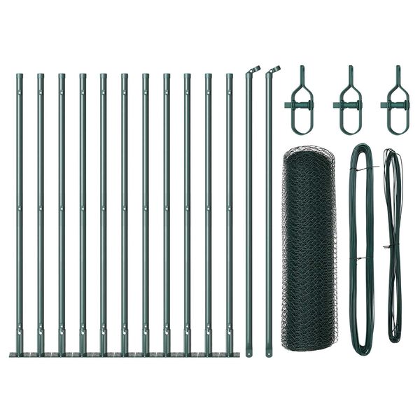 vidaXL Poteau de cl&ocirc;ture. Vert 25 x 0,4 m (maille de 25 mm)