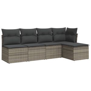 vidaXL Salon de jardin 5 pcs avec coussins gris r&eacute;sine tress&eacute;e