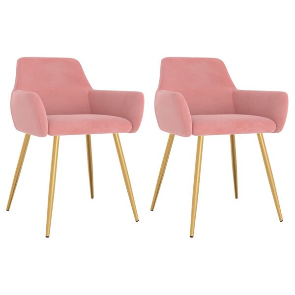 vidaXL Chaises &agrave; manger lot de 2 Rose Velours