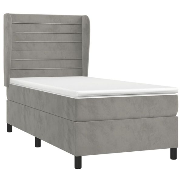 vidaXL Sommier &agrave; lattes de lit et matelas Gris clair 100x200cm Velours