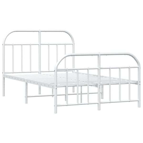vidaXL Cadre de lit m&eacute;tal sans matelas et pied de lit blanc 120x190 cm