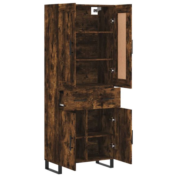 vidaXL Buffet haut Ch&ecirc;ne fum&eacute; 69,5x34x180 cm Bois d'ing&eacute;nierie