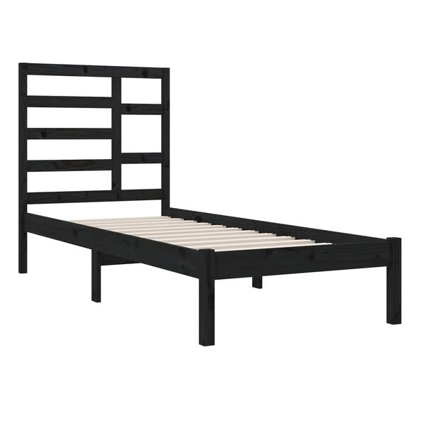 vidaXL Cadre de lit sans matelas noir bois massif 75x190 cm