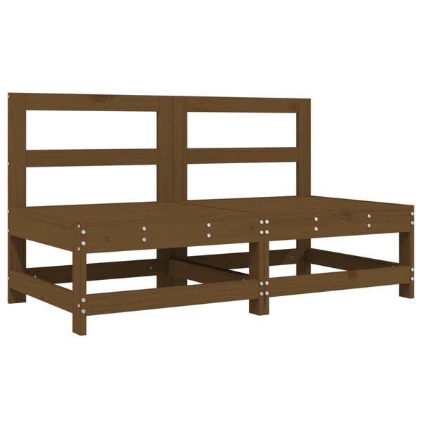 vidaXL Canap&eacute;s centraux de jardin 2 pcs marron miel bois de pin solide