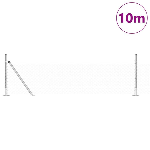 vidaXL Cl&ocirc;ture avec poteaux Argent 0.5 x 10 m Acier recouvert de PVC