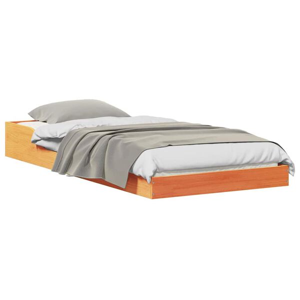 vidaXL Cadre de lit Brun cire 90 x 220 cm Pin massif