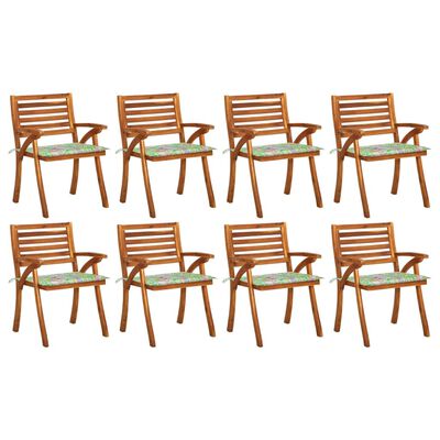 vidaXL Chaises de jardin avec coussins 8 pcs Bois d'acacia solide