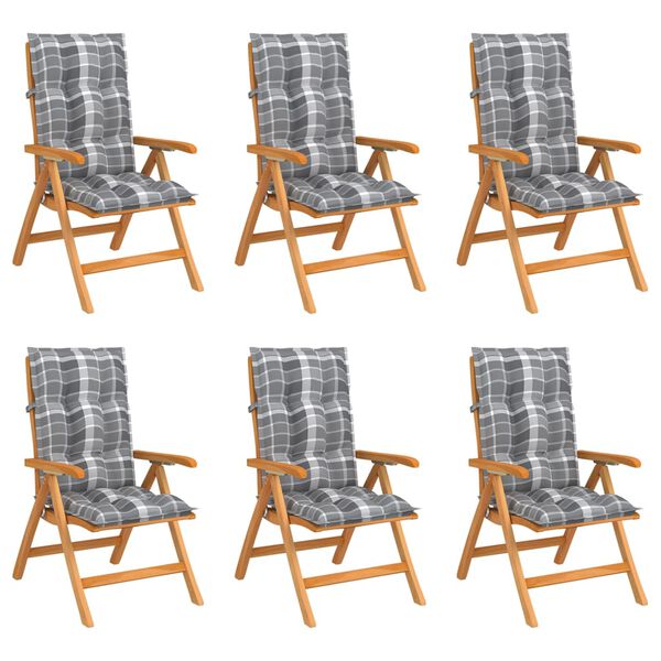 vidaXL Chaises inclinables de jardin et coussins lot de 6 Teck solide