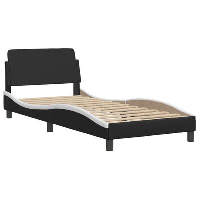 vidaXL Lit avec matelas noir et blanc 80x200 cm similicuir