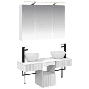 vidaXL Ensemble d'armoire de salle de bain 4 pcs Blanc