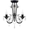 Lustre m&eacute;tal noir style art nouveau + perles crystal 3 x E14 Ampoules