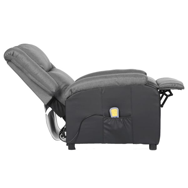 vidaXL Fauteuil de massage Gris clair Similicuir et tissu
