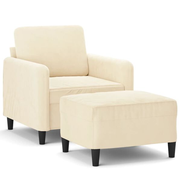vidaXL Fauteuil avec repose-pied Cr&egrave;me 60 cm Velours