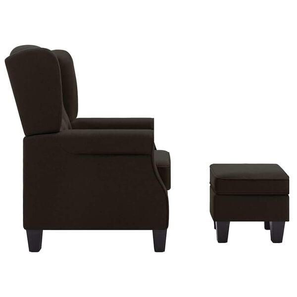 vidaXL Fauteuil avec repose-pied Marron fonc&eacute; Tissu