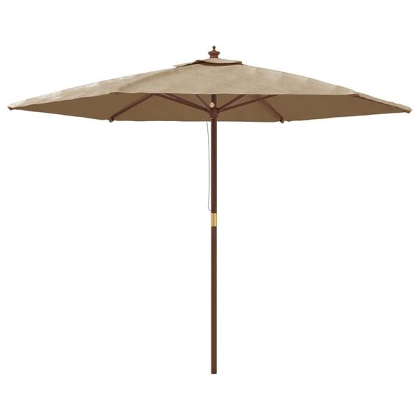 vidaXL Parasol de jardin avec m&acirc;t en bois taupe 299x240 cm