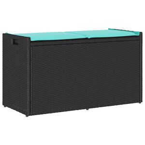 vidaXL Banc de rangement ext&eacute;rieur coussin noir 100 cm r&eacute;sine tress&eacute;e