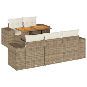 vidaXL Salon de jardin avec coussins 6 pcs beige r&eacute;sine tress&eacute;e