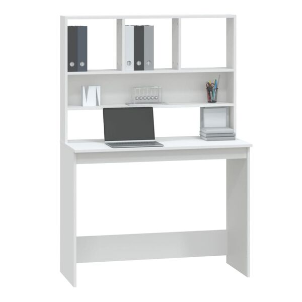 vidaXL Bureau avec &eacute;tag&egrave;res Blanc 102x45x148 cm Bois d'ing&eacute;nierie