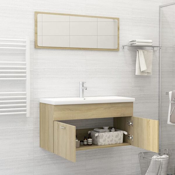 vidaXL Ensemble de meubles de salle de bain Ch&ecirc;ne sonoma Agglom&eacute;r&eacute;