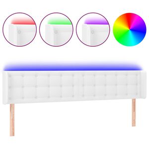 vidaXL T&ecirc;te de lit &agrave; LED Blanc 203x16x78/88 cm Similicuir