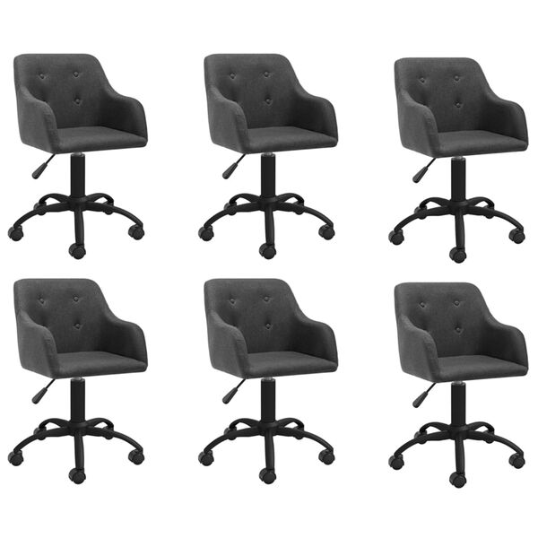 vidaXL Chaises pivotantes &agrave; manger lot de 6 Gris fonc&eacute; Tissu