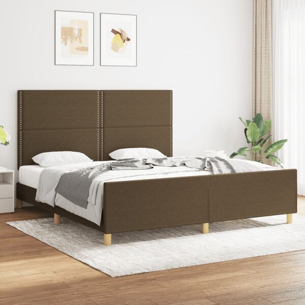 vidaXL Cadre de lit sans matelas marron fonc&eacute; 180x200 cm tissu