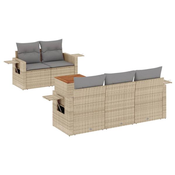 vidaXL Salon de jardin avec coussins 6pcs m&eacute;lange beige r&eacute;sine tress&eacute;e