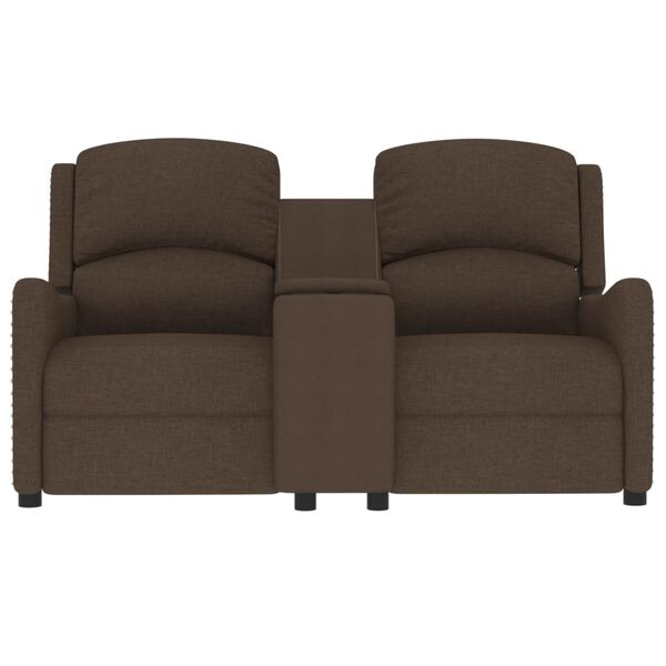 vidaXL Fauteuil inclinable avec porte-gobelets 2 places Marron Tissu