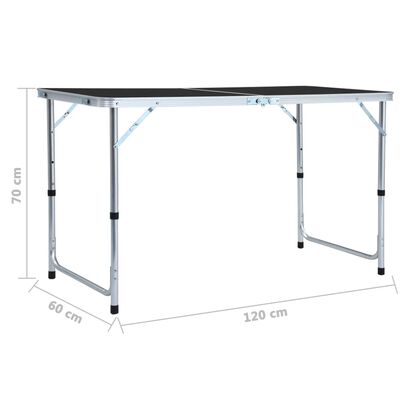 vidaXL Table pliable de camping Gris Aluminium 120x60 cm