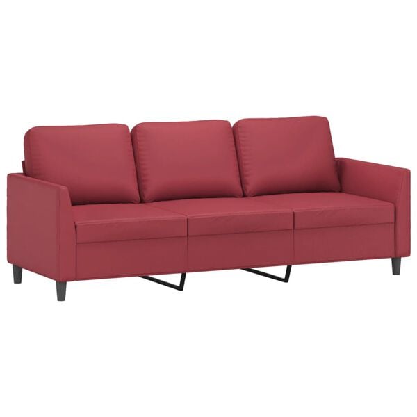 vidaXL Canapé à 3 places repose-pieds Rouge bordeaux 180 cm Similicuir