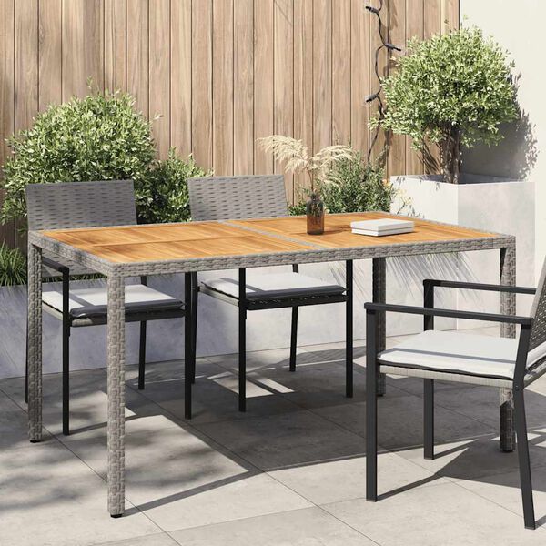 vidaXL Table de jardin 150x90x75 cm R&eacute;sine tress&eacute;e bois d'acacia Gris