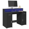 vidaXL Bureau avec lumi&egrave;res LED noir 120x55x91 cm bois d'ing&eacute;nierie