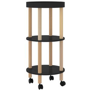 vidaXL Chariot &agrave; 3 niveaux Noir 38x38x82 cm Bois d'ing&eacute;nierie et pin