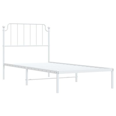 vidaXL Cadre de lit métal sans matelas avec tête de lit blanc 90x190cm