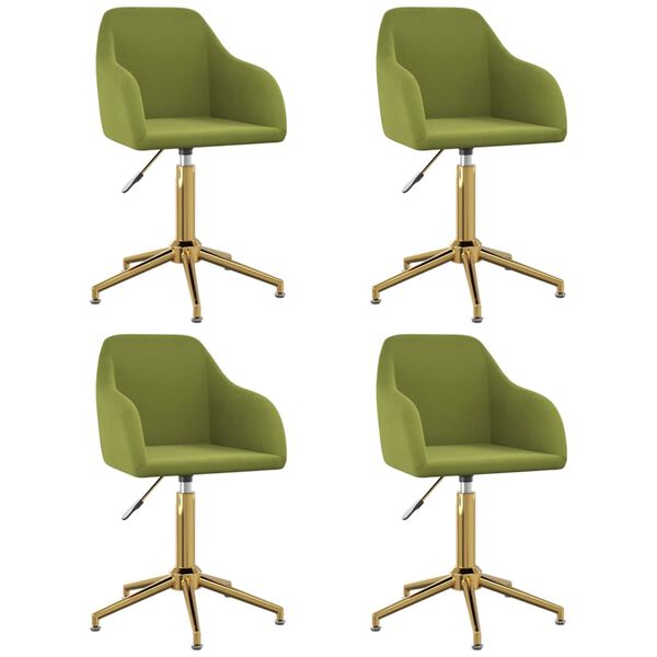 vidaXL Chaises pivotantes &agrave; manger lot de 4 vert clair velours