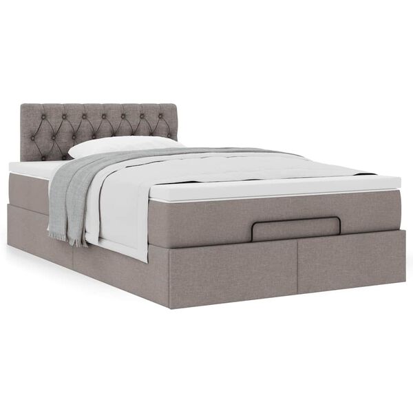 vidaXL Cadre de lit ottoman avec matelas taupe 120x200 cm tissu