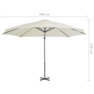 vidaXL Parasol de jardin en porte-à-faux et poteau en aluminium sable