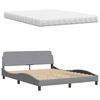 vidaXL Lit avec matelas gris clair 160x200 cm tissu