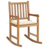 vidaXL Chaise &agrave; bascule avec coussin cr&egrave;me Bois de teck solide