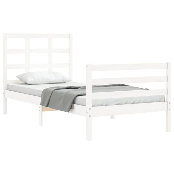 vidaXL Cadre de lit sans matelas blanc bois massif