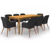 vidaXL Ensemble &agrave; manger de jardin 9 pcs Noir
