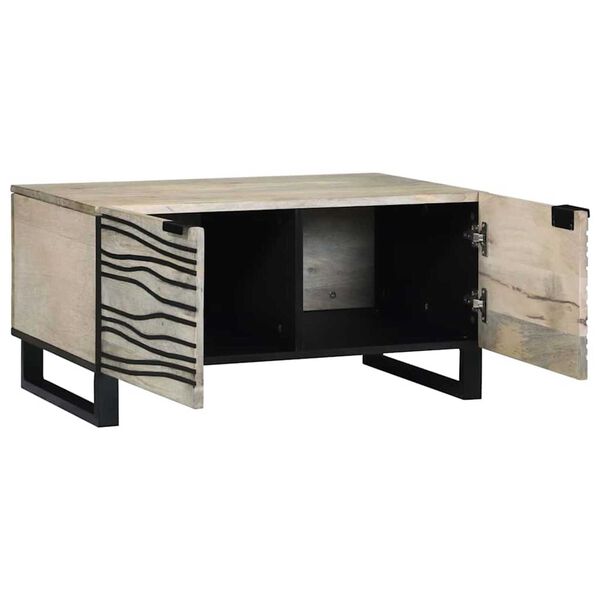 vidaXL Table basse Beige et Noir 80 x 50 x 40 cm Bois d'acacia massif