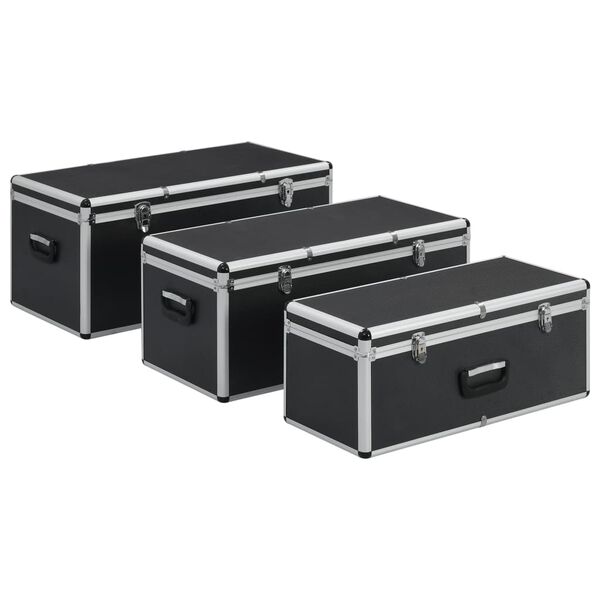 vidaXL Bo&icirc;tes de rangement 3 pcs Noir Aluminium