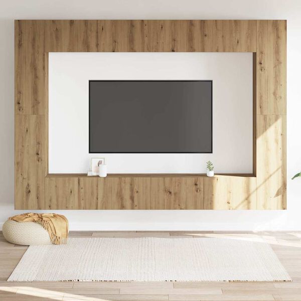 vidaXL Ensemble de meuble TV mural 8 pcs ch&ecirc;ne artisanal